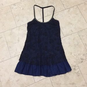 FREE PEOPLE Blue & Black Lace Dress