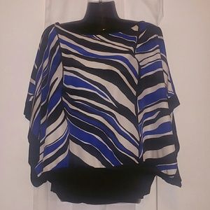 Black, white and blue zebra print blouse!
