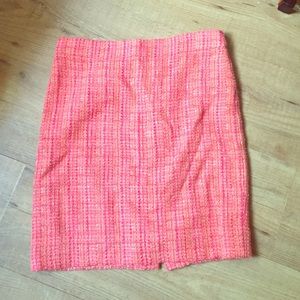 J Crew tweed orange pencil skirt
