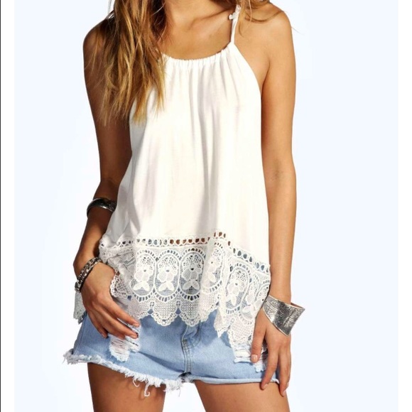 Halter Crochet Trim Top