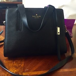 Kate Spade black leather purse with long strap