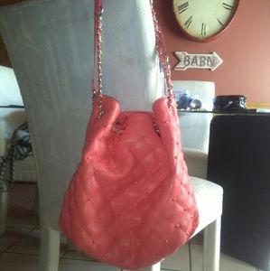 Coral colored hobo bag