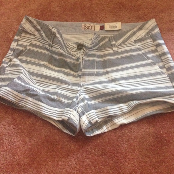 Gray and white striped shorts