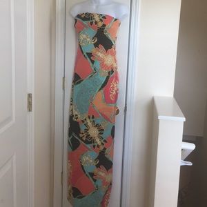 Caché multi-print Maxi dress
