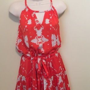 Sleeveless Orange and gray dress