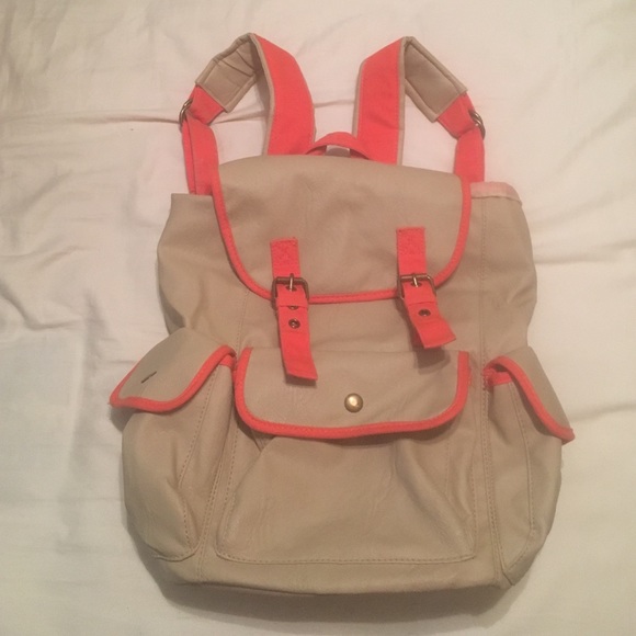 Tan and Orange Medium Sized Mossimo Backpack