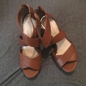 Jessica Simpson Cognac Wedges