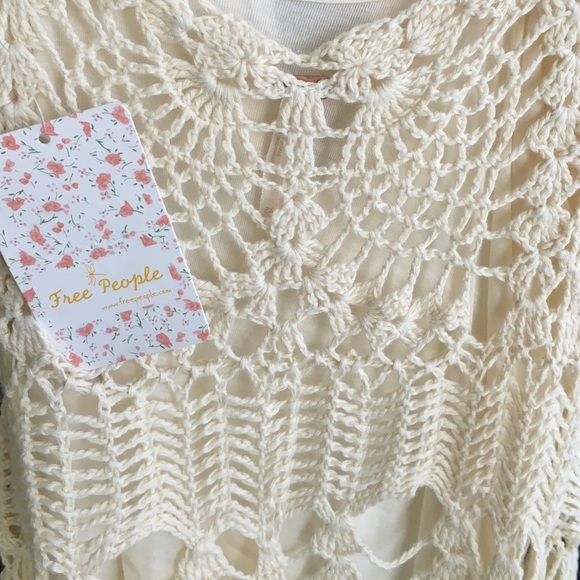 Free People Women’s Dress Ivory Crochet Knit Sz XS - Picture 3 of 4