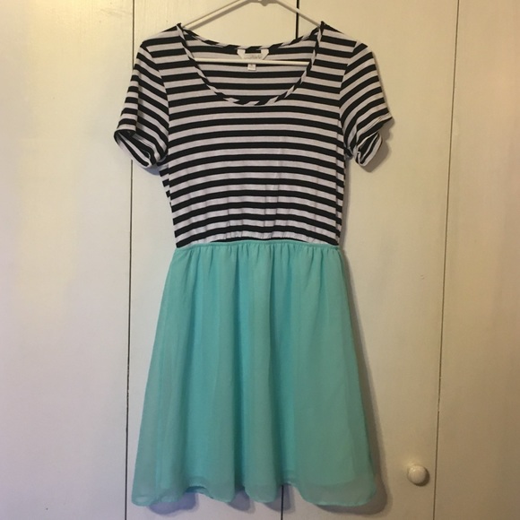 Striped Dress with Baby Blue Bottom