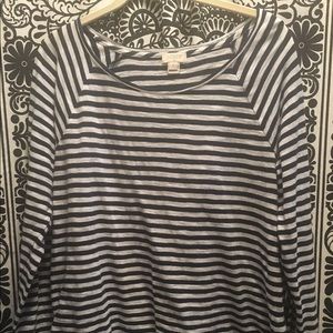 J Crew Navy and White Stripe Long sleeve tee XL