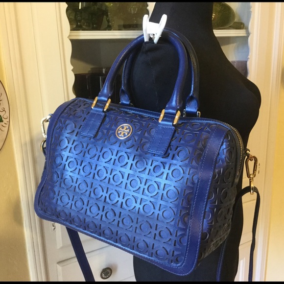 Tory Burch Parisian blue laser cut middy