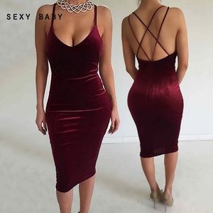 Velvet Bodycon Dress: Green