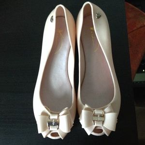 Blush pink jelly flats