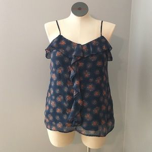 Xhilaration Blue with floral print tank top