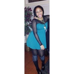 Torquoise and Black Sheer Dress