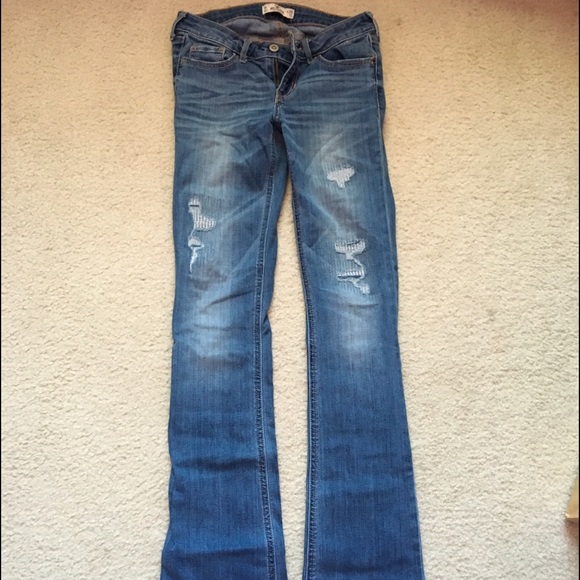 Boot cut medium wash ripped Hollister jeans