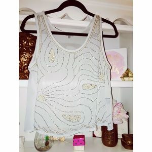 Beaded elegant sheer tank top