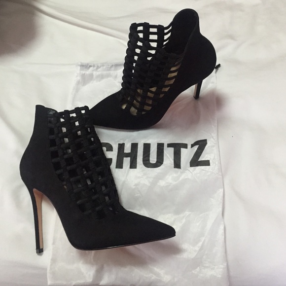 Schutz Suede Caged Front Booties