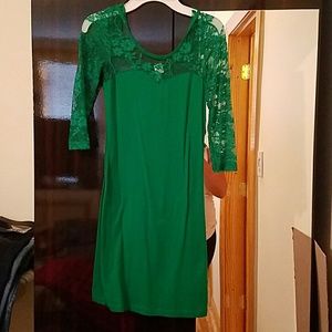 Green with lace half sleeves dress from H&M