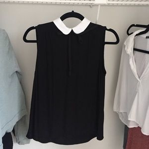 Zara Black Tank Blouse w/ White Collar Zara Black Tank Blouse w/ White Collar