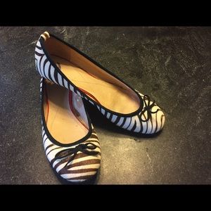 JC Zebra hair flats, size 10