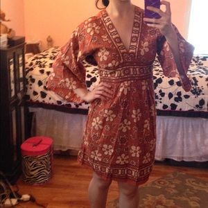 Dolman sleeves tropical/tribal dress