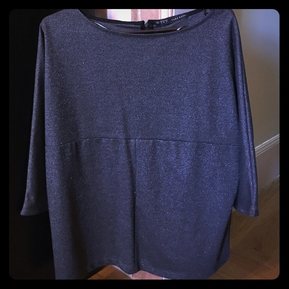Zara Boatneck Metallic Top
