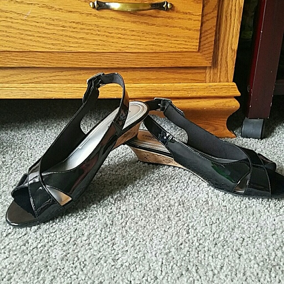 9W women's black wedges - Picture 1 of 2