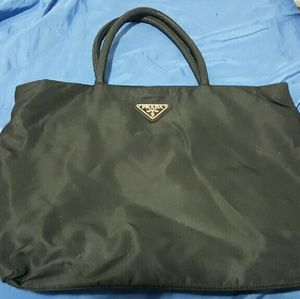PRADA black tessuto nylon tote bag