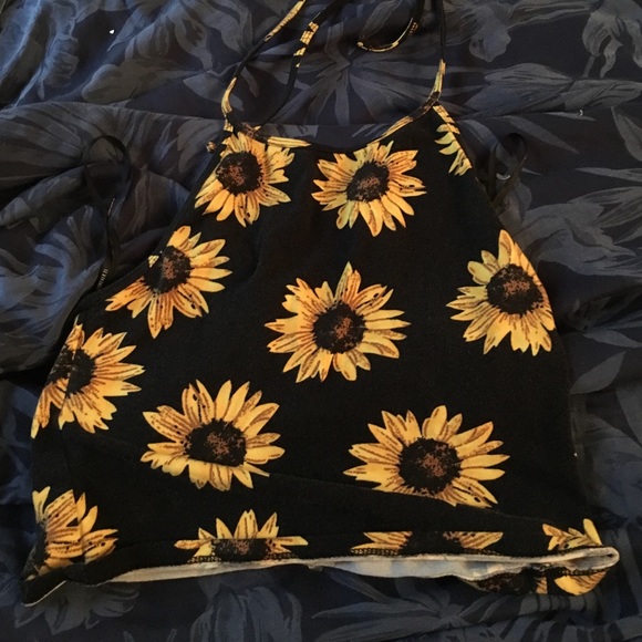 Halter sunflower crop top