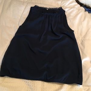 Ann Taylor Navy Bubble Hem Top