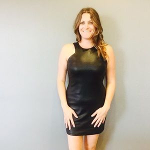Vegan leather bodycon dress