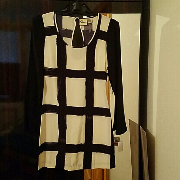 Black and white  silk dress