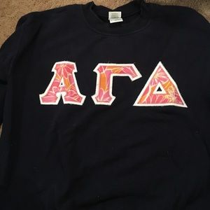 Navy alpha gamma delta letter crew neck sweatshirt
