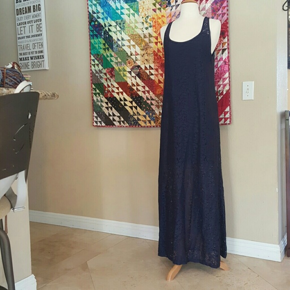 Tommy Bahama navy blue lace maxi