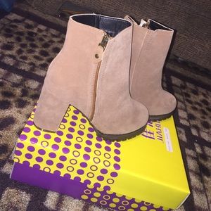 Tan Heeled Bootie - Brand New