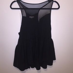 🔵BLACK DEEP VNECK MESH TANK WITH PEPLUM BOTTOM