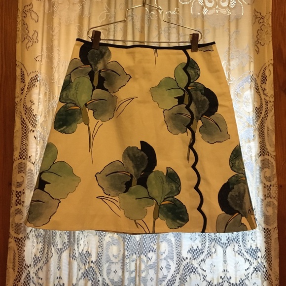 Tory Burch Skirt 8 Cotton/Spandex blue Floral