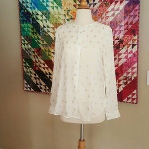 H&M sheer blouse w/gold detail