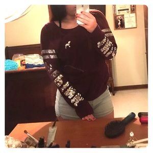 Maroon bling crew-neck