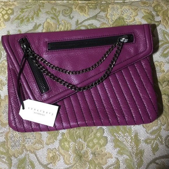 Leather Sanctuary clutch bag.