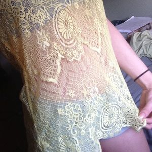 Yellow Forever 21 Lace Top