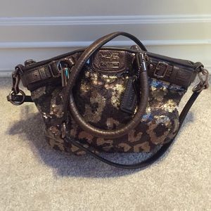 Coach Sequin Cheetah Satchel Purse