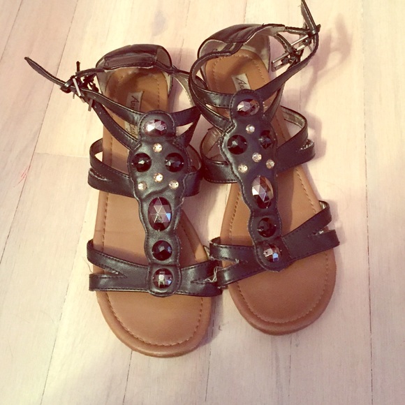 Black jeweled sandals