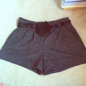 Black tweed shorts with a rose belt!!