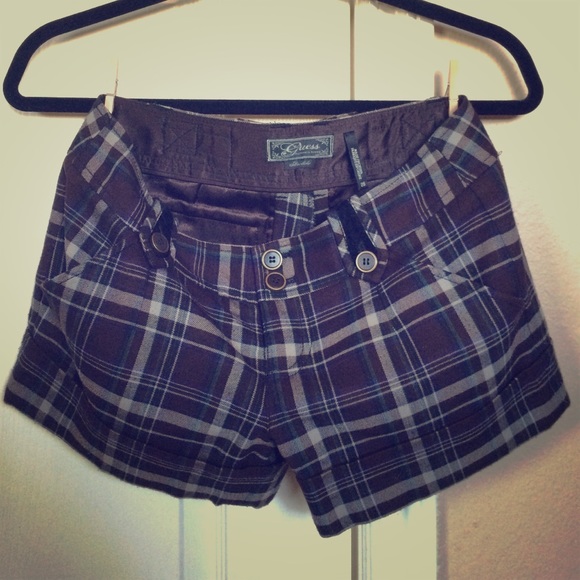 Guess Stretch Plaid Flannel Shorts