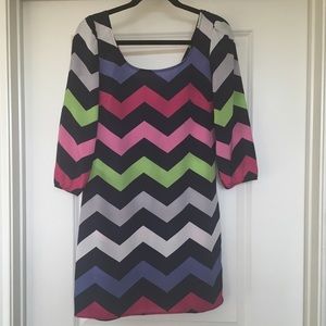 Chevron Three Quarter Sleeve Dress