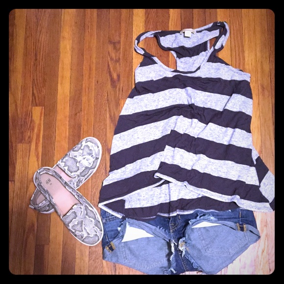 Gray striped tank top