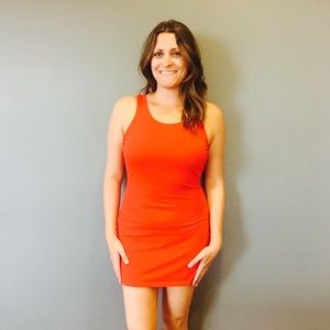 Red bodycon dress with exposed back
