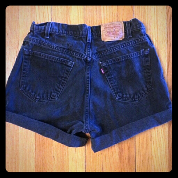 Black vintage high waisted Levi cut offs